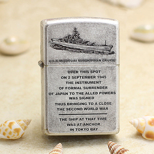 Zippo Vintage Argent USS Missouri Battleship - 205-DS94