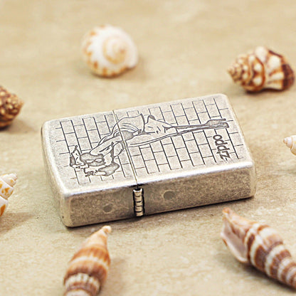 Zippo Vintage Argent Windy Maiden Brick Pattern - 205-DS77