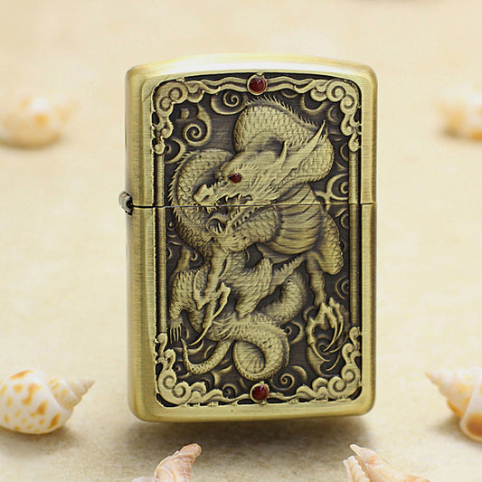 Zippo Heavy-duty Vintage Bronze Intricate Engraved Double Serpent 3d-embossed - CC126