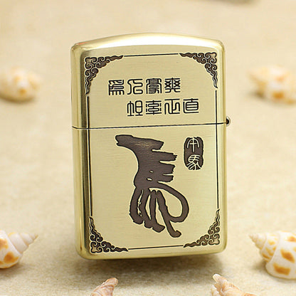 Zippo Heavy-duty Vintage Bronze Intricate Engraved Protector Shakyamuni Riding Horse - CC138