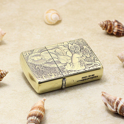Zippo Heavy-duty Vintage Bronze Intricate Engraved Protector Shakyamuni and Dog - CC133