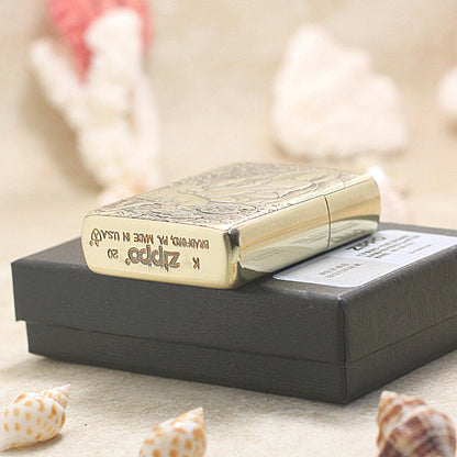 Zippo Heavy-duty Vintage Bronze Intricate Engraved Protector Shakyamuni and Dog - CC133