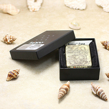 Zippo Heavy-duty Vintage Bronze Intricate Engraved Protector Shakyamuni and Serpent - CC137
