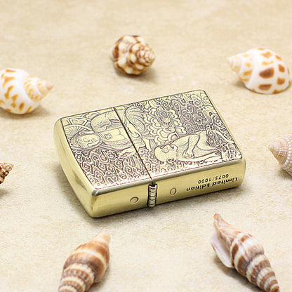 Zippo Heavy-duty Vintage Bronze Intricate Engraved Protector Shakyamuni and Monkey - CC116
