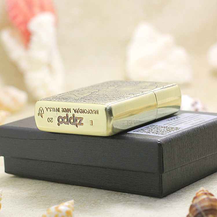 Zippo Heavy-duty Vintage Bronze Intricate Engraved Protector Shakyamuni and Monkey - CC116