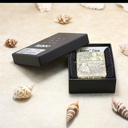Zippo Heavy-duty Vintage Bronze Intricate Engraved Protector Shakyamuni and Monkey - CC116