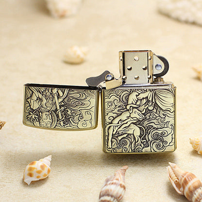 Zippo Heavy-duty Vintage Bronze Intricate Engraved Protector Shakyamuni and Ox - CC144