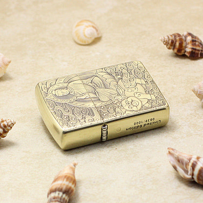Zippo Heavy-duty Vintage Bronze Intricate Engraved Protector Shakyamuni and Pig - CC132