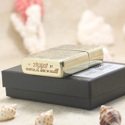 Zippo Heavy-duty Vintage Bronze Intricate Engraved Protector Shakyamuni and Pig - CC132
