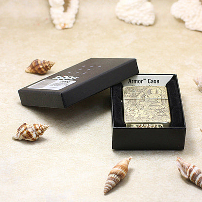 Zippo Heavy-duty Vintage Bronze Intricate Engraved Protector Shakyamuni and Pig - CC132