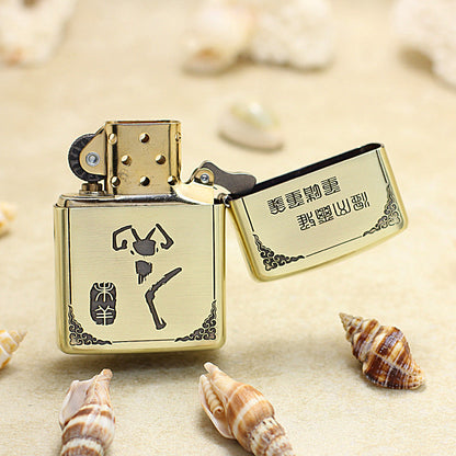 Zippo Heavy-duty Vintage Bronze Intricate Engraved Protector Shakyamuni and Ram - CC140