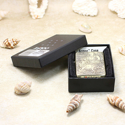 Zippo Heavy-duty Vintage Bronze Intricate Engraved Protector Shakyamuni and Ram - CC140