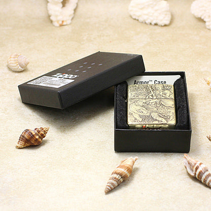 Zippo Heavy-duty Vintage Bronze Intricate Engraved Protector Shakyamuni and Tiger - CC115