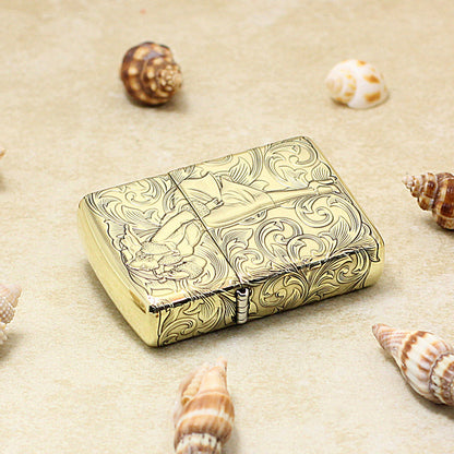 Zippo Heavy-duty Vintage Bronze Intricate Engraved Pin-Up Maiden Arabesque - CC143