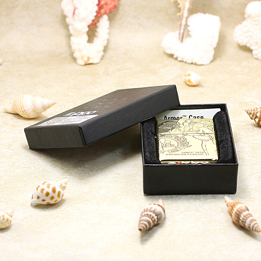 Zippo Heavy-duty Vintage Bronze Intricate Engraved Pin-Up Maiden Arabesque - CC147