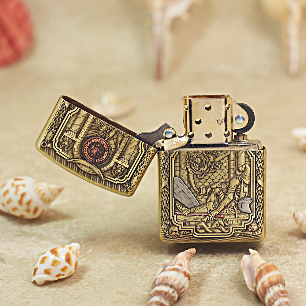 Zippo Heavy-duty Vintage Bronze 'Fallen Templar Knight' - CC18