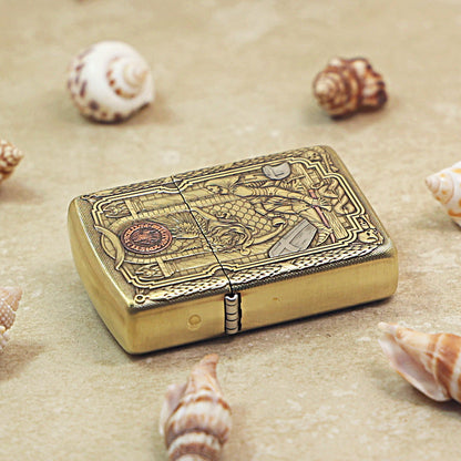 Zippo Heavy-duty Vintage Bronze 'Fallen Templar Knight' - CC18
