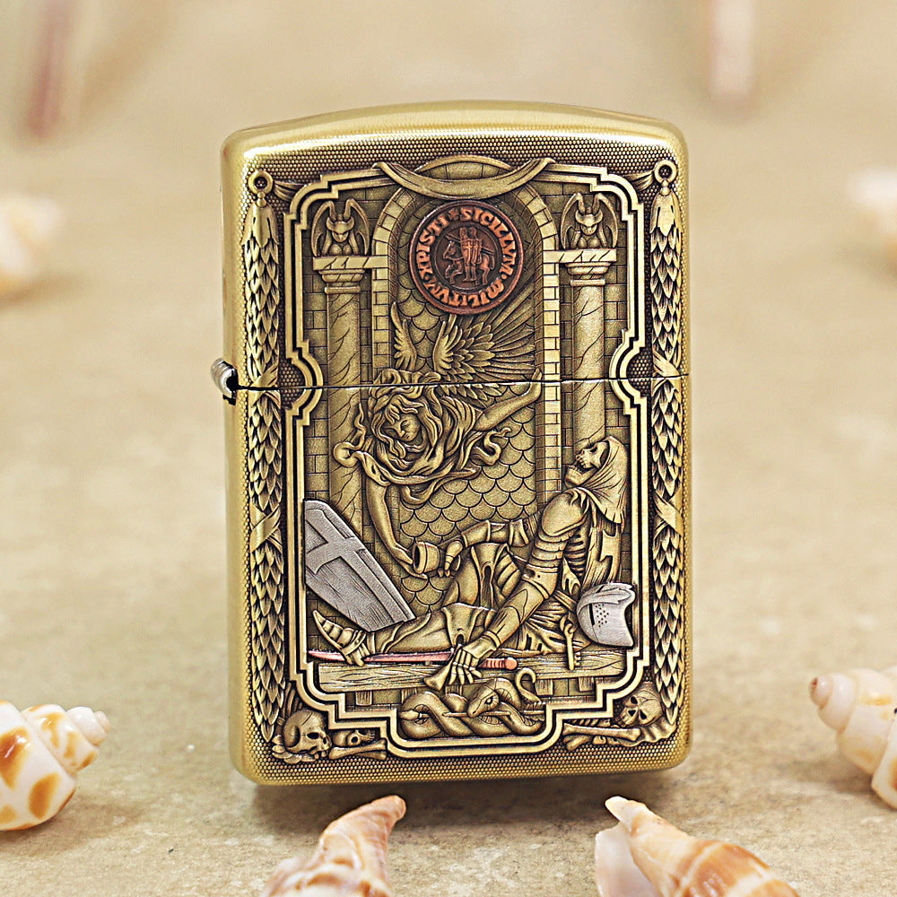 Zippo Heavy-duty Vintage Bronze 'Fallen Templar Knight' - CC18