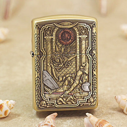 Zippo Heavy-duty Vintage Bronze 'Fallen Templar Knight' - CC18