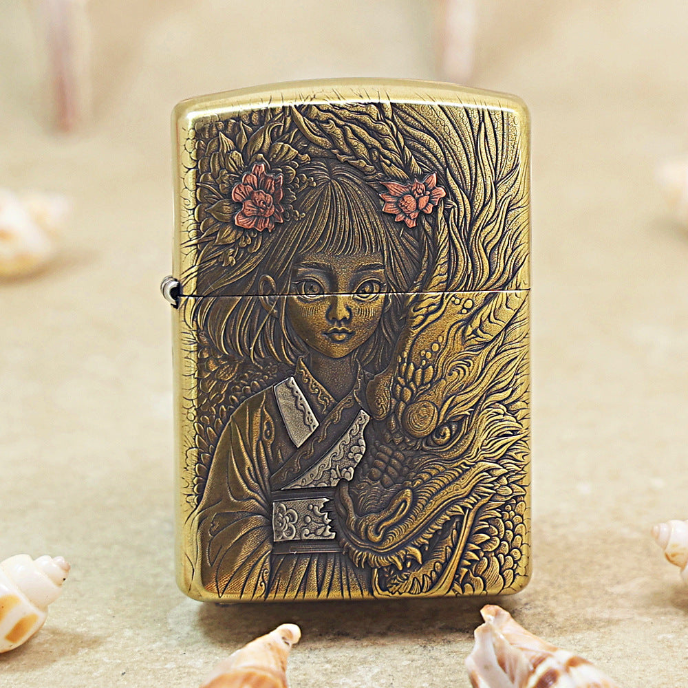 Zippo Heavy-duty Vintage Bronze Little Serpent Maiden - CC64