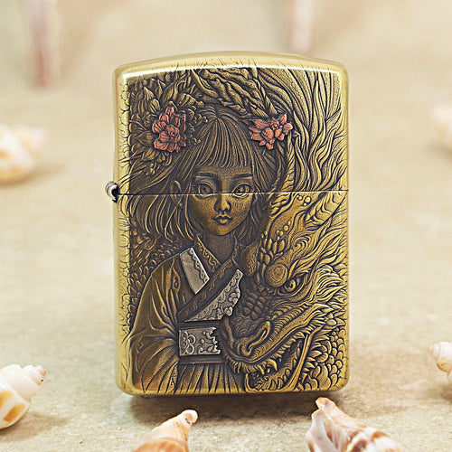Zippo Heavy-duty Vintage Bronze Little Serpent Maiden - CC64