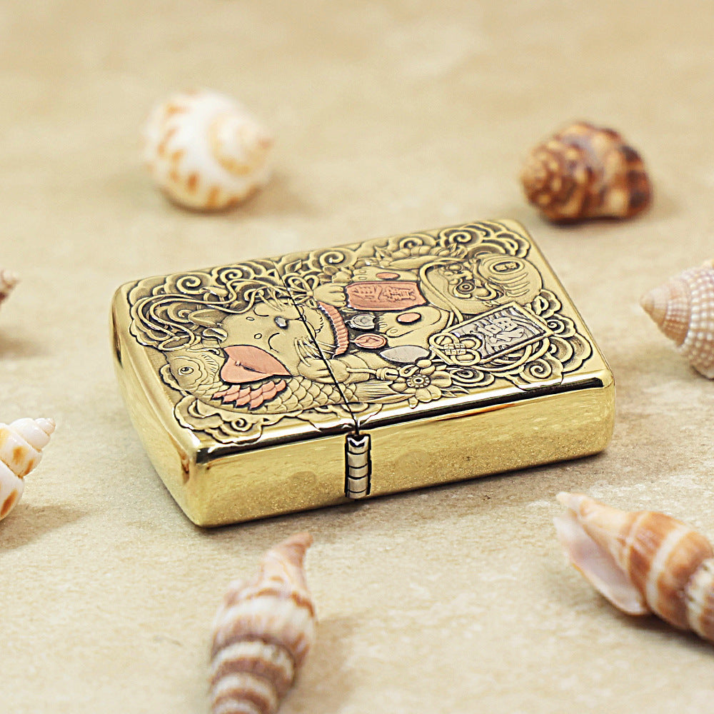 Zippo Heavy-duty Vintage Bronze 'Maneki-Neko Fortune Cat' - CC25