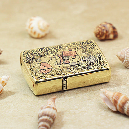 Zippo Heavy-duty Vintage Bronze 'Maneki-Neko Fortune Cat' - CC25