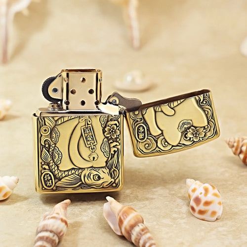 Zippo Heavy-duty Vintage Bronze Maneki-neko Prosperity - CC56