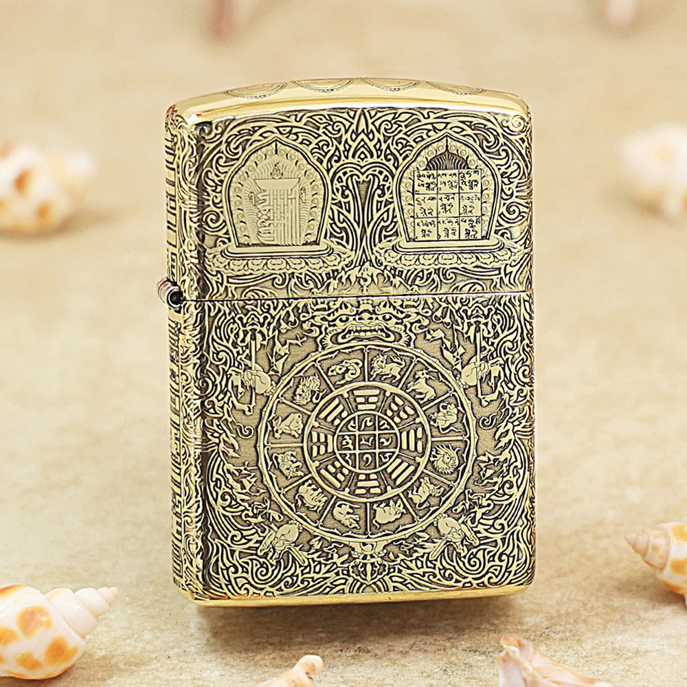 Zippo Heavy-duty Vintage Bronze Nine Palaces Eight Trigrams - CC100