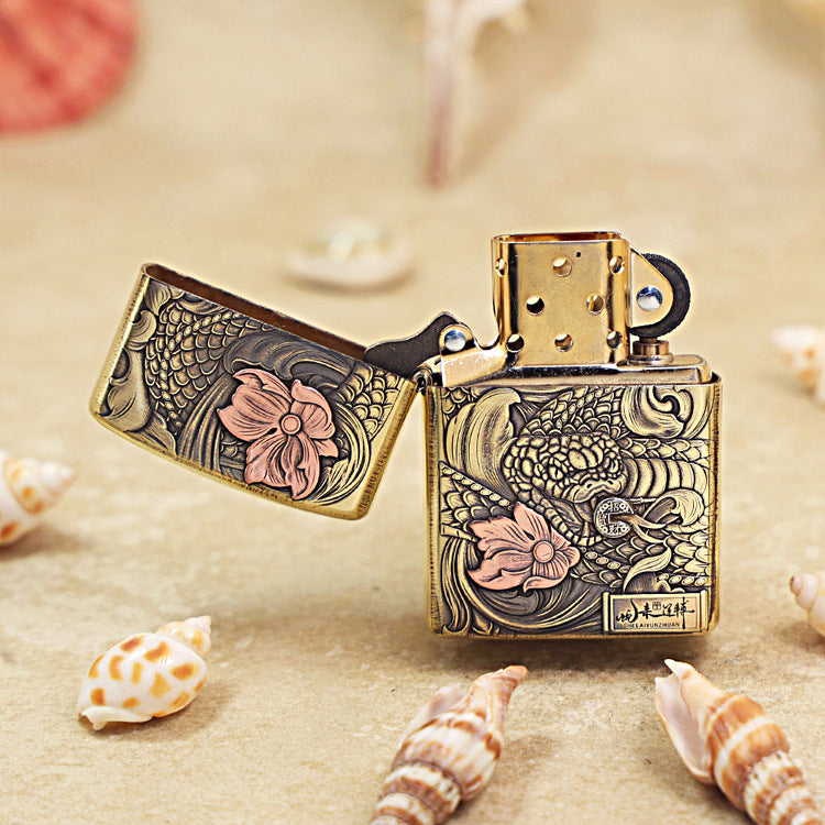 Zippo Heavy-duty Vintage Bronze Snake Brings Good Fortune - CC74