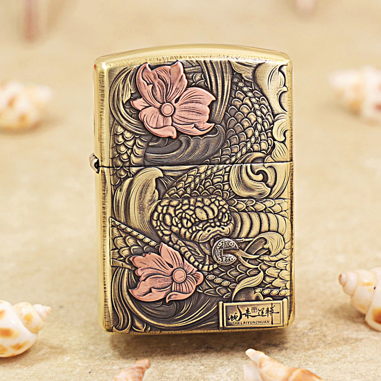 Zippo Heavy-duty Vintage Bronze Snake Brings Good Fortune - CC74