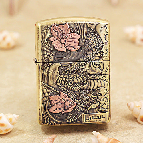 Zippo Heavy-duty Vintage Bronze Snake Brings Good Fortune - CC74
