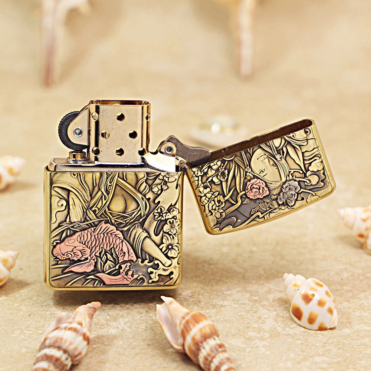 Zippo Heavy-duty Vintage Bronze Tang Lion and Beauty - CC76