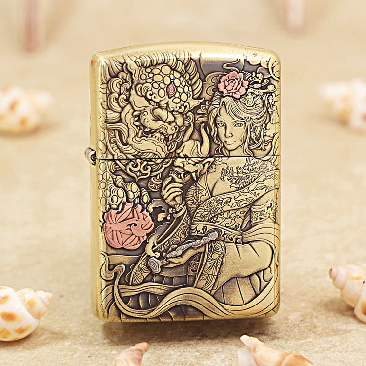 Zippo Heavy-duty Vintage Bronze Tang Lion and Beauty - CC76