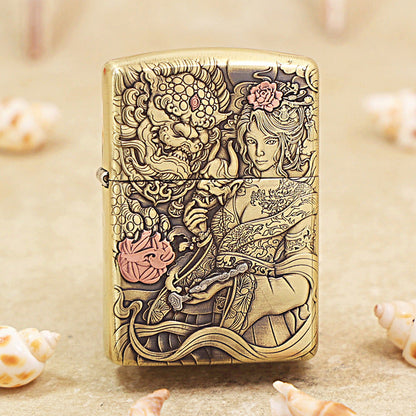 Zippo Heavy-duty Vintage Bronze Tang Lion and Beauty - CC76