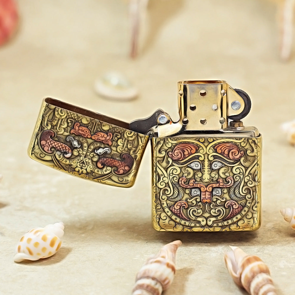 Zippo Heavy-duty Vintage Bronze Tao Tie Mask - CC61