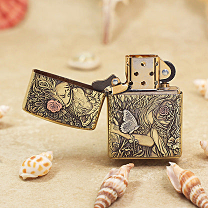 Zippo Heavy-duty Vintage Bronze Wolf and Forest Nymph - CC77