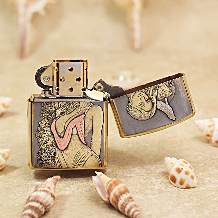 Zippo Heavy-duty Vintage Bronze Wolf and Forest Nymph - CC77