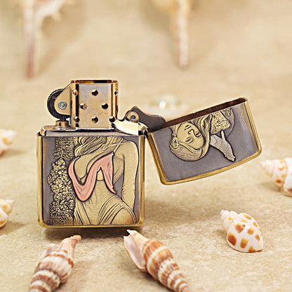 Zippo Heavy-duty Vintage Bronze Wolf and Forest Nymph - CC77