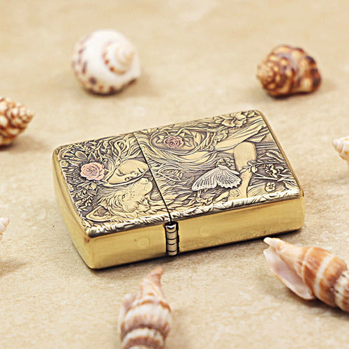 Zippo Heavy-duty Vintage Bronze Wolf and Forest Nymph - CC77
