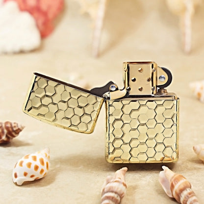Zippo Heavy-duty Premium Shine Bronze '5D Honeycomb Grid' - CC45
