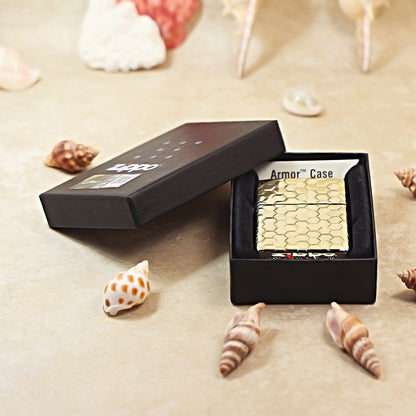 Zippo Heavy-duty Premium Shine Bronze '5D Honeycomb Grid' - CC45