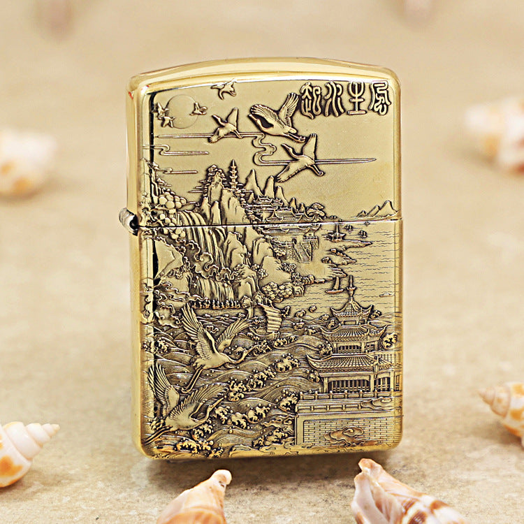 Zippo Heavy-duty Premium Shine Bronze Ascending Fortune Landscape - CC81