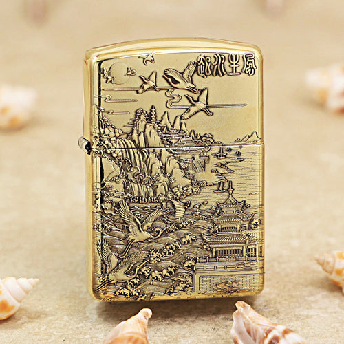 Zippo Heavy-duty Premium Shine Bronze Ascending Fortune Landscape - CC81