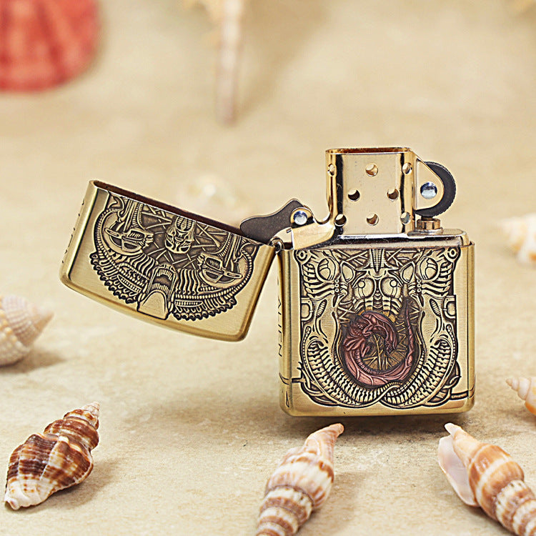 Zippo Heavy-duty Premium Shine Bronze Biomechanical Alien - CC89