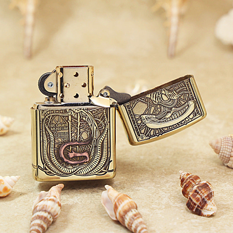 Zippo Heavy-duty Premium Shine Bronze Biomechanical Alien - CC89