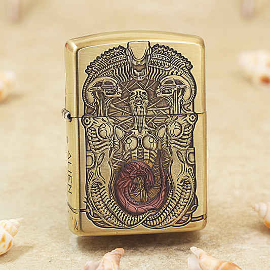 Zippo Heavy-duty Premium Shine Bronze Biomechanical Alien - CC89
