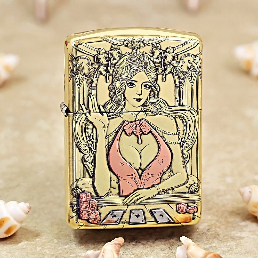 Zippo Heavy-duty Premium Shine Bronze 'Casino Dealer' - CC16