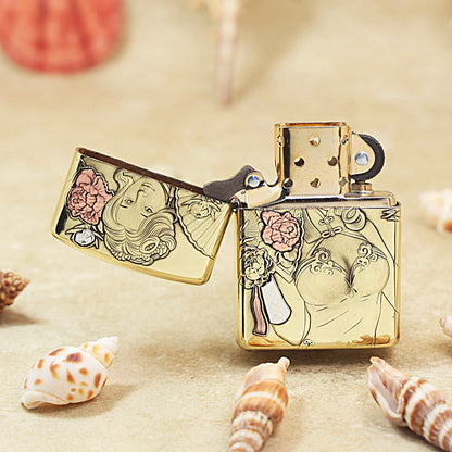 Zippo Heavy-duty Premium Shine Bronze 'Cheongsam Peony' - CC27