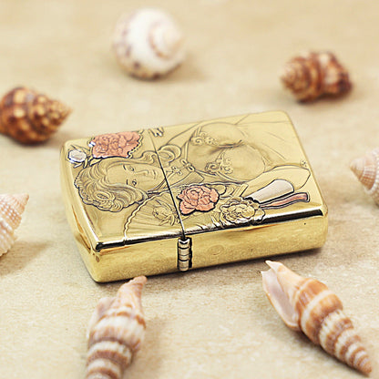 Zippo Heavy-duty Premium Shine Bronze 'Cheongsam Peony' - CC27